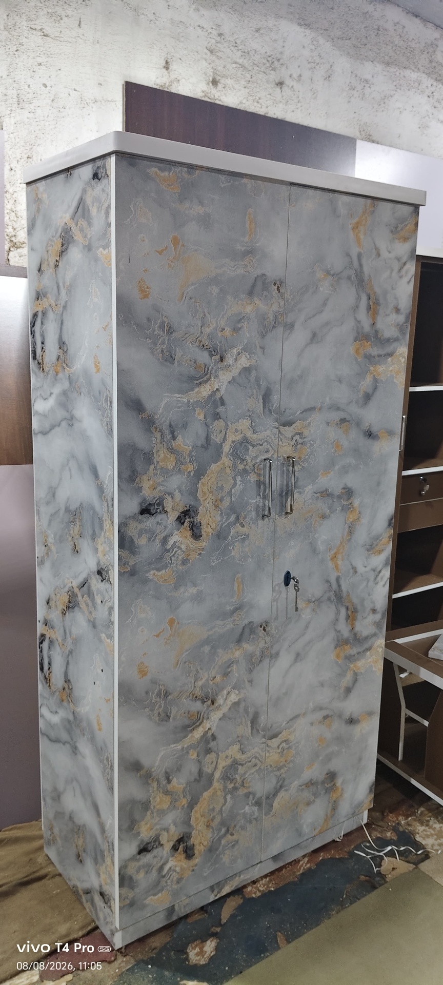 Marble-Laminate Two-Door Wardrobe — custom furniture by Qadir Furniture Manufacturers, Mumbai