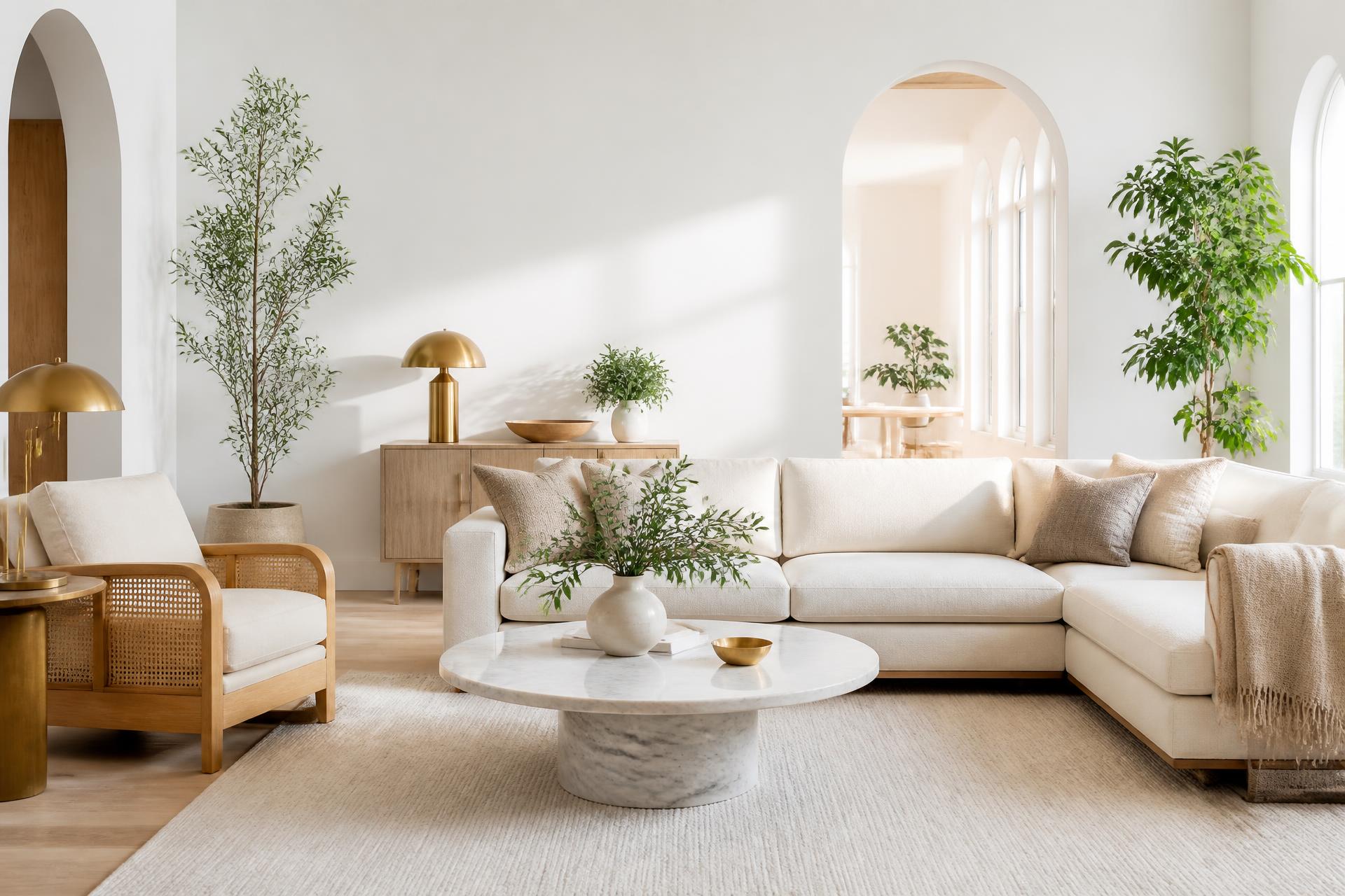 Bright luxury living room with custom furniture by Qadir Furniture Manufacturers